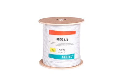 Eletec Кабель коаксиальный RG-59 B/U MIL17 экран 112%, белый, 500 м