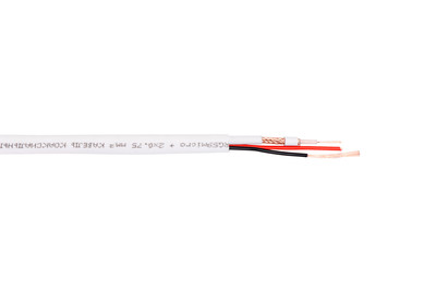 Eletec RG-59 MICRO+2x0.75 мм2 Кабель комбинированный, 75 Ом, белый, плоский, 200 метров