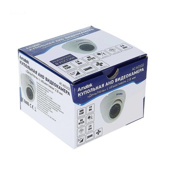 AC-AD102 (2,8) Amatek Купольная внутренняя AHD видеокамера, ИК, 1Мп