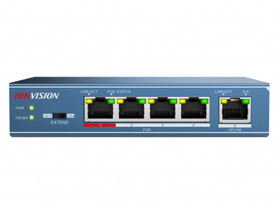 DS-3E0105P-E Hikvision Неуправляемый PoE комутатор на 4 порта