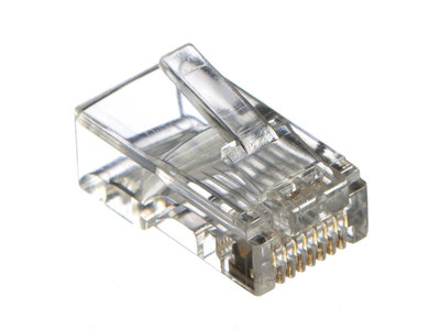 Коннектор RJ-45 (8p8c) cat.5е для одножильного и многожильного кабеля (от 10000 шт), Netko (нож с 2-мя зубцами)