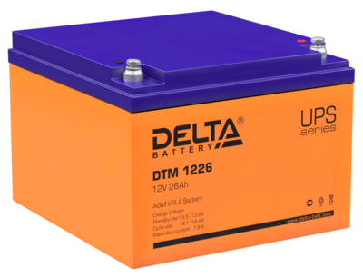 Аккумулятор Delta DTM 1226 (12В, 26А)