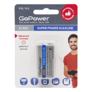 GoPower 6LR61 "Крона" Super POWER Alkaline Щелочной элемент питания 9V BL1
