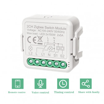 2CH Zigbee switch module Реле дистанционного управления (двухканальное)