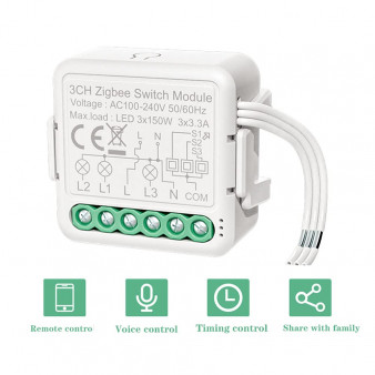 3CH Zigbee switch module Реле дистанционного управления (трехканальное)