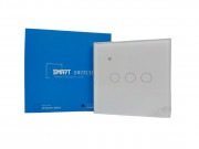 Smart Wi-Fi touch wall switch Умный сенсорный WiFi выключатель настенный (трехкнопочный, белый)