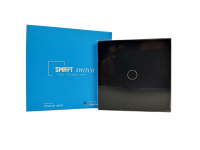 Smart Wi-Fi touch wall switch Умный сенсорный WiFi выключатель настенный (двухнопочный, черный)