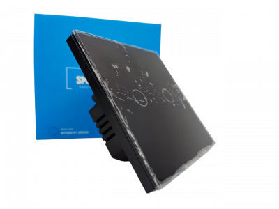 Smart Wi-Fi touch wall switch Умный сенсорный WiFi выключатель настенный (двухнопочный, черный)