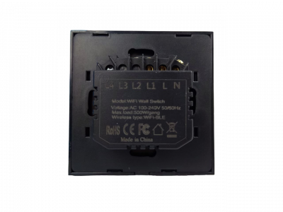 Smart Wi-Fi touch wall switch Умный сенсорный WiFi выключатель настенный (двухнопочный, черный)