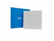 Smart Wi-Fi touch wall switch Умный сенсорный WiFi выключатель настенный (двухнопочный, белый)
