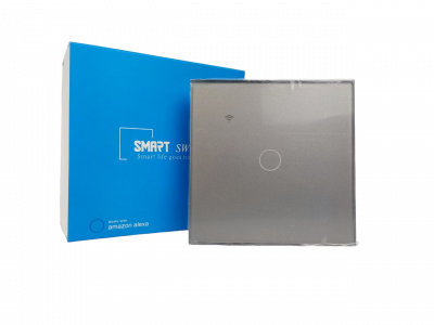 Smart Wi-Fi touch wall switch Умный сенсорный WiFi выключатель настенный (серый)