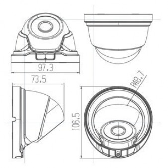 AC-HDV502AX (2,8) с микрофоном (AoC) Amatek Антивандальная купольная мультиформатная MHD (AHD/ TVI/ CVI/ CVBS) видеокамера, объектив 2.8, 5Мп, Ик