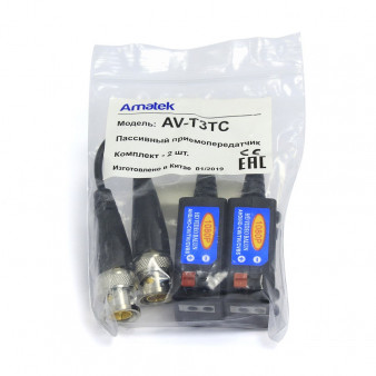 Пассивный приемопередатчик AHD/CVI/TVI видеосигналов по витой паре ИНФОТЕХ AVT-TRX111HD (Passive BNC) Amatek AV-T3TC