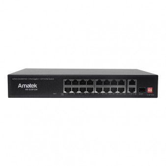 AN-S18P16A Amatek Коммутатор 19-портовый 100/1000 Мбит/с коммутатор с PoE+ до 250Вт