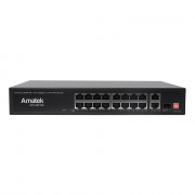 AN-S18P16A Amatek Коммутатор 19-портовый 100/1000 Мбит/с коммутатор с PoE+ до 250Вт