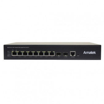 AN-SGM10P8A Amatek 10-портовый гигабитный управляемый L2+ коммутатор с PoE до 120Вт