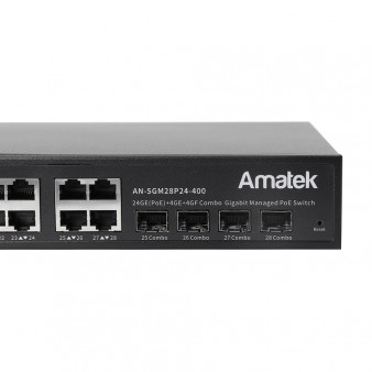 AN-SGM28P24-400 Amatek 28-портовый гигабитный управляемый L2 коммутатор с PoE до 400Вт