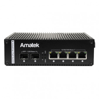 AN-SXGM6P4A Amatek Коммутатор промышленный 6-портовый управляемый гигабитный с PoE+ до 120Вт