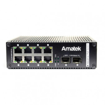 AN-SXGM10P8A Amatek Коммутатор промышленный 10-портовый управляемый гигабитный L2 с PoE до 240Вт