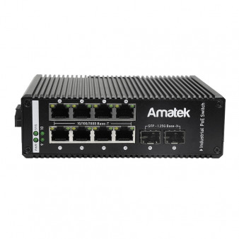 AN-SXGM10P8A Amatek Коммутатор промышленный 10-портовый управляемый гигабитный L2 с PoE до 240Вт