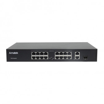 AN-S18P16 Amatek Коммутатор 19-портовый 100/1000 Мбит/с с PoE+ до 300Вт